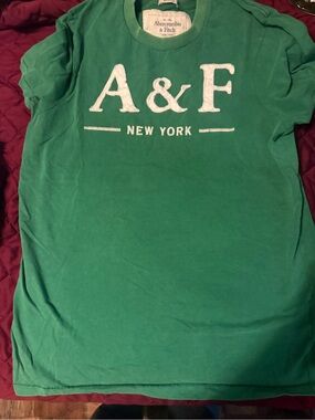 Abercrombie & Fitch Green A&F New York Logo Short Sleeve Tee